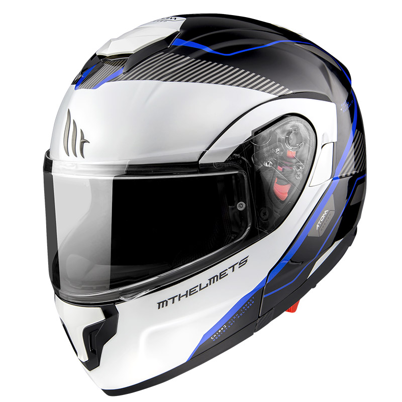 Policarbonato Casco Modulare Mt Helmets Atom Sv Opened B7 Blu 2 Policarbonato Casco Modulare Mt Helmets Atom Sv Opened B7 Blu - immagine 2